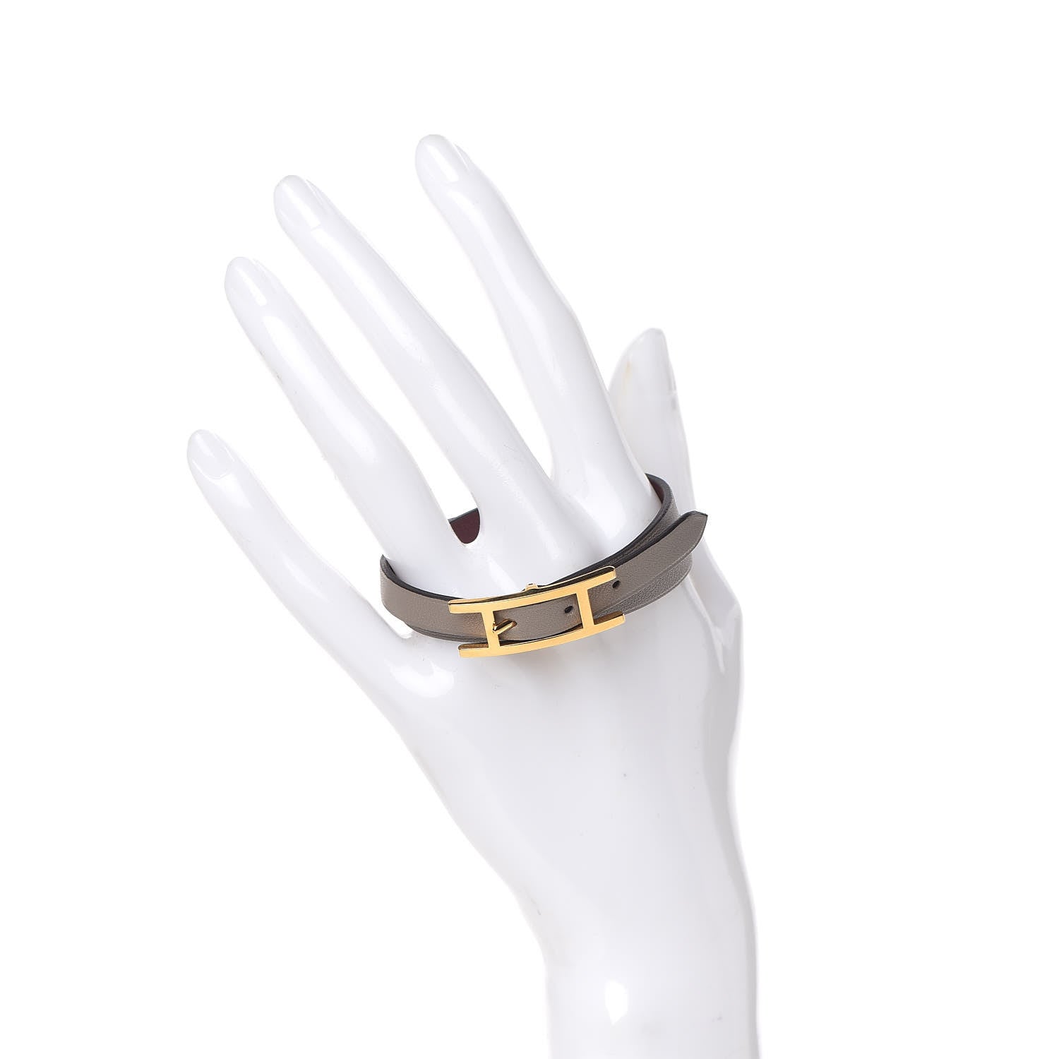 Hermes Swift Behapi Double Tour Bracelet T2 Gris Asphalte Bordeaux 2 of 5