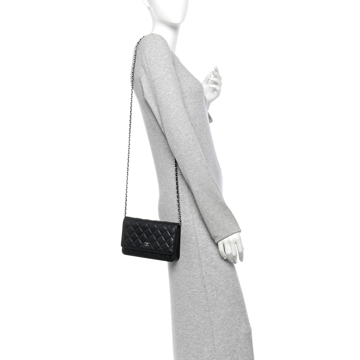 Caviar Quilted Wallet on Chain WOC Black