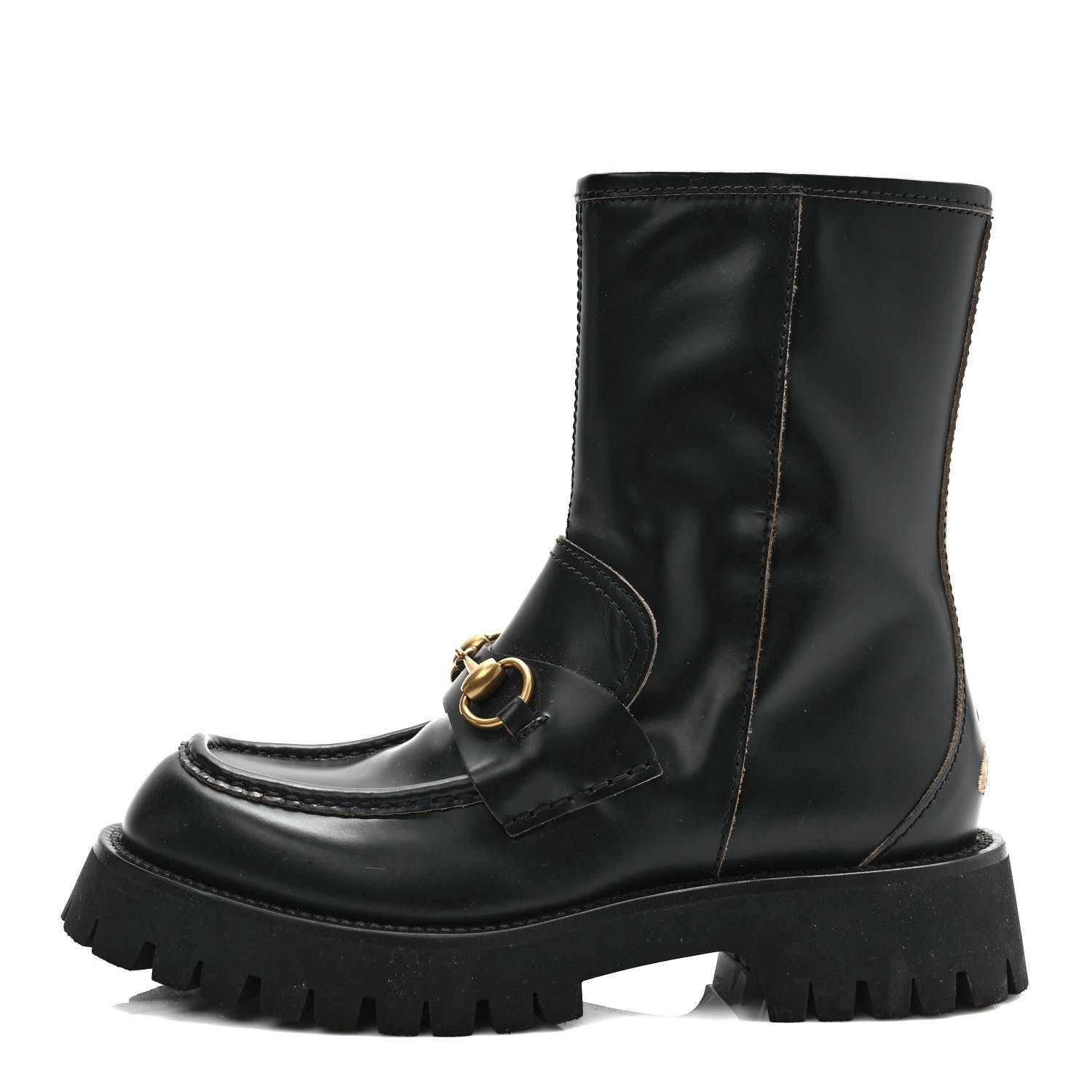Gucci Cordovan Lux Womens Harald Horsebit 25mm Platform Boots 38.5 Black 1 of 11
