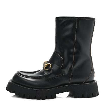 Gucci Cordovan Lux Womens Harald Horsebit 25mm Platform Boots 38.5 Black 1 of 11