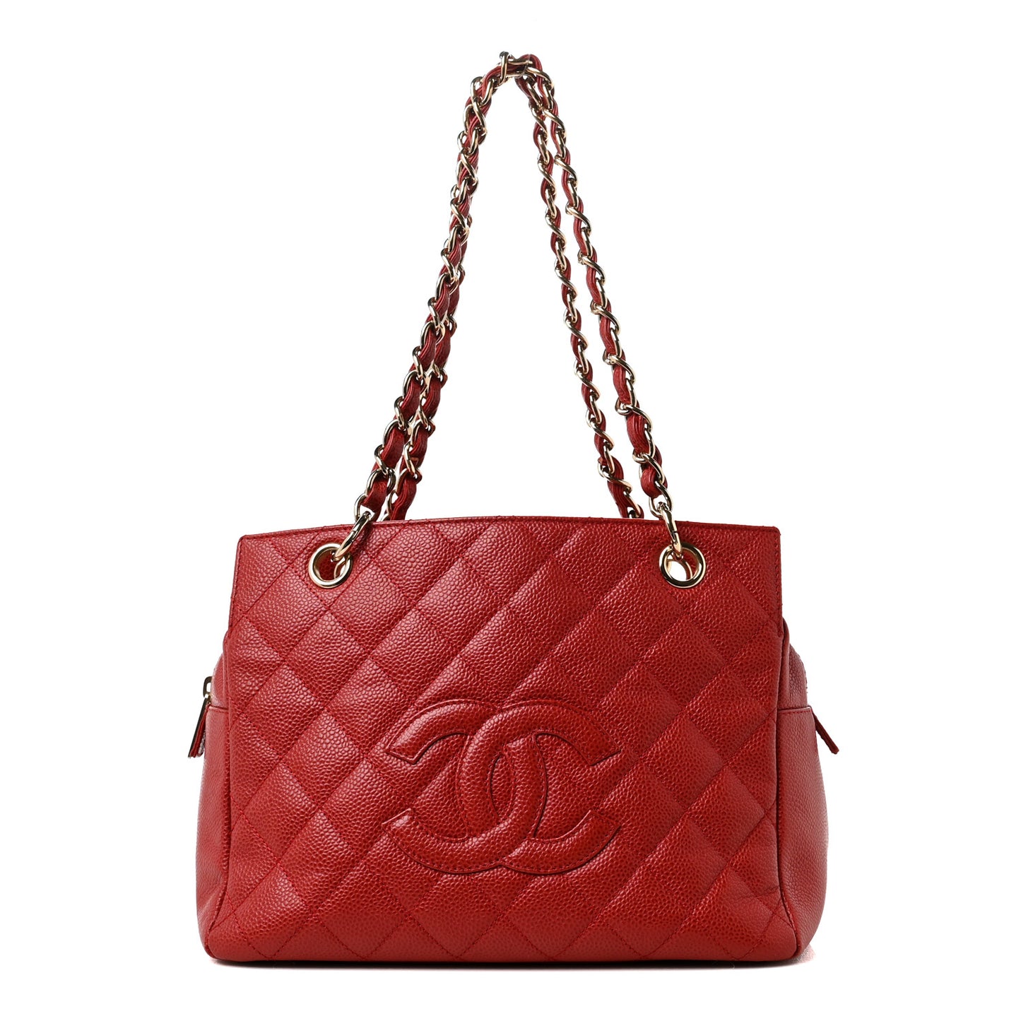 Caviar Quilted Petit Timeless Shopping Tote PTT Red