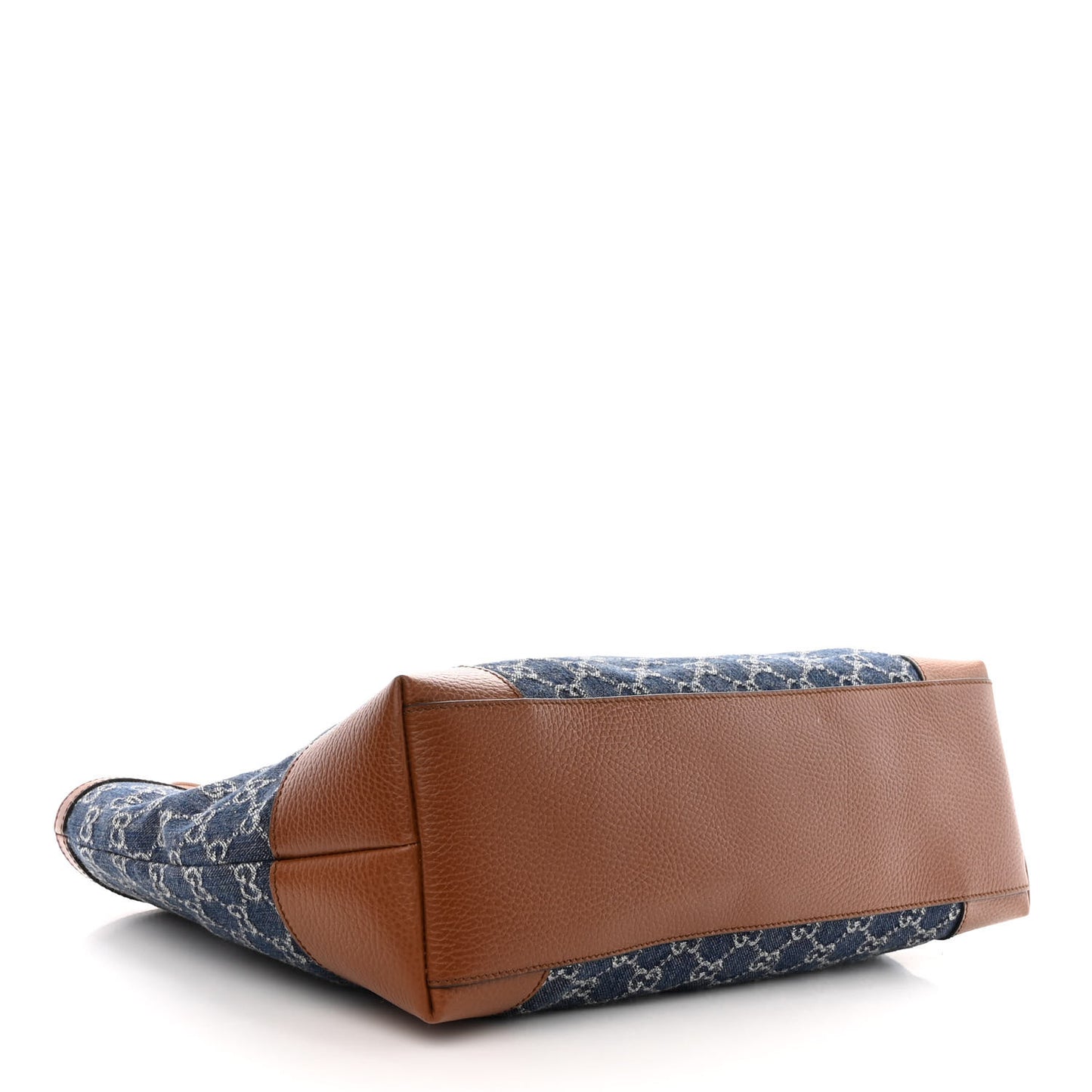 New Denim GG Monogram Medium Ophidia Shopping Tote Blue Tea Cuir