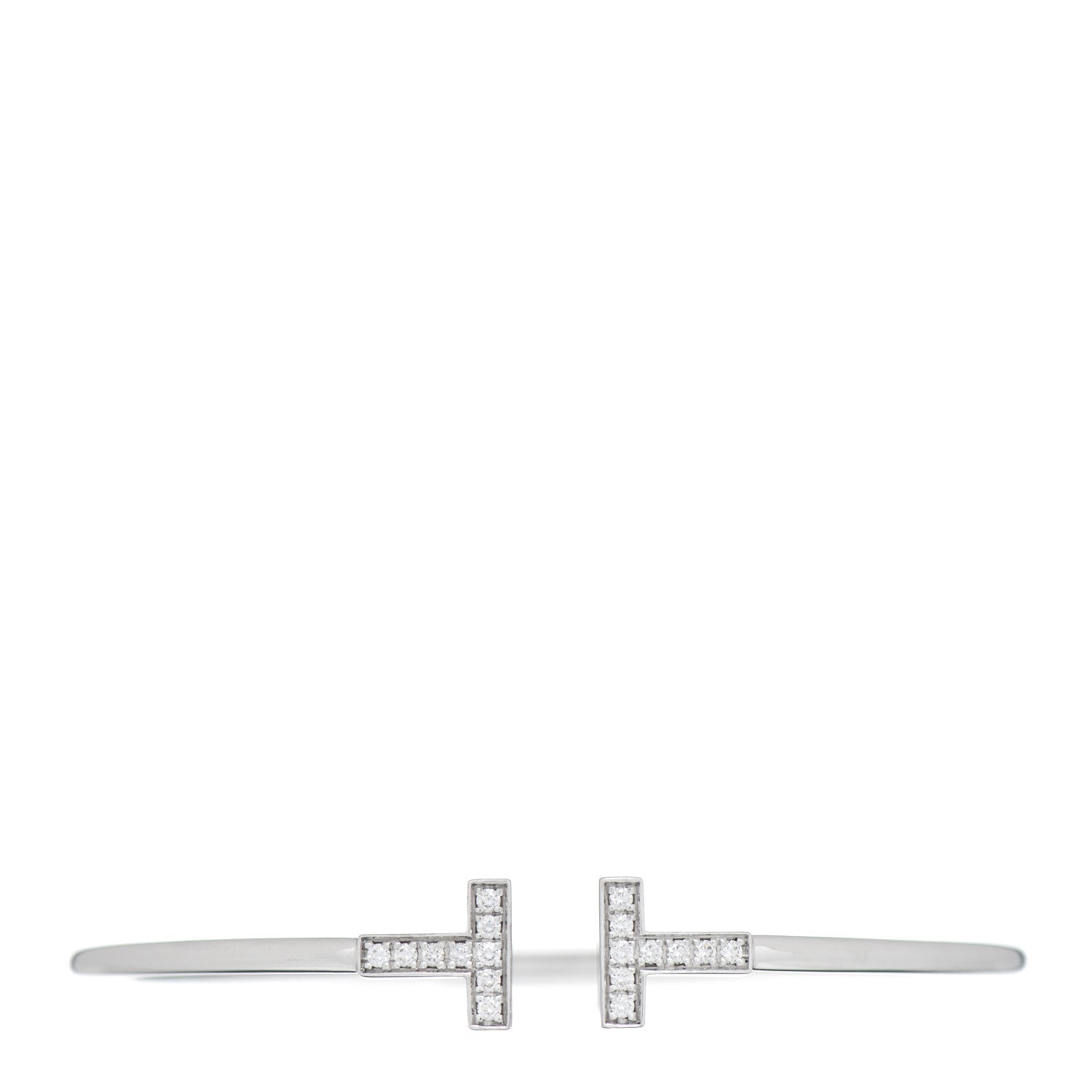 Tiffany 18K White Gold Diamond T Wire Bracelet 1 of 3