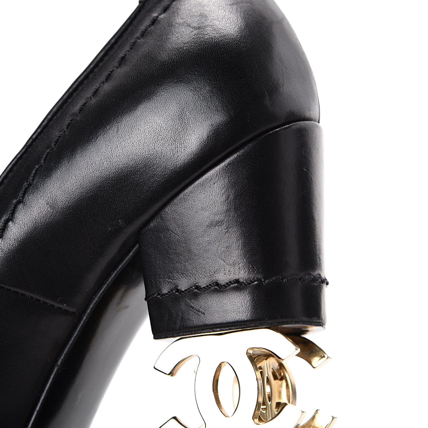 Chanel Calfskin Escarpins CC Pumps 36 Black 10 of 12