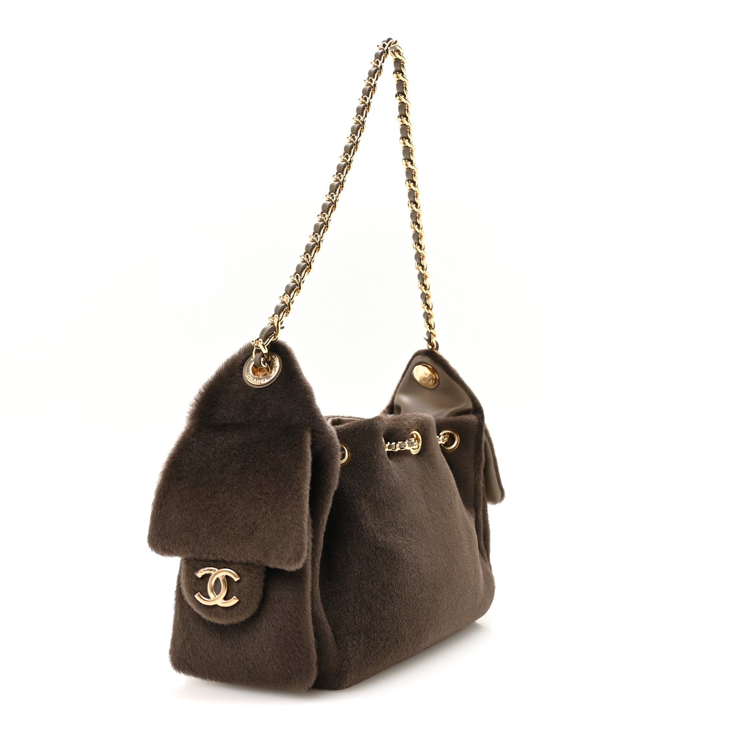 Pony Hair Mini Chanel 25 Handbag Dark Khaki
