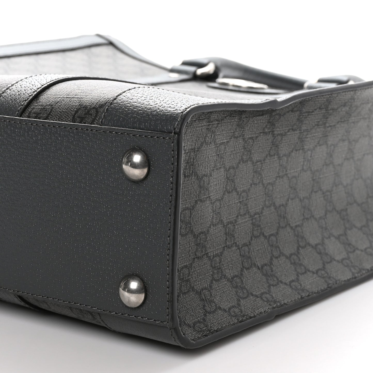 GG Supreme Monogram Textured Dollar Calfskin Medium Ophidia Tote Grey Black Graphite Grey