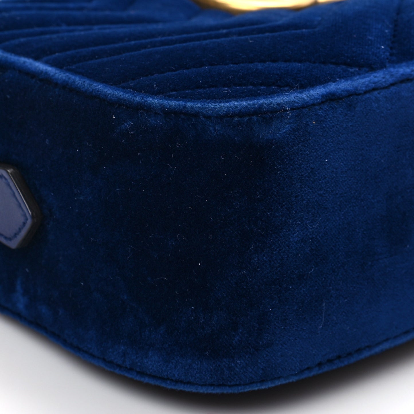 Velvet Matelasse Small GG Marmont Chain Shoulder Bag Cobalt