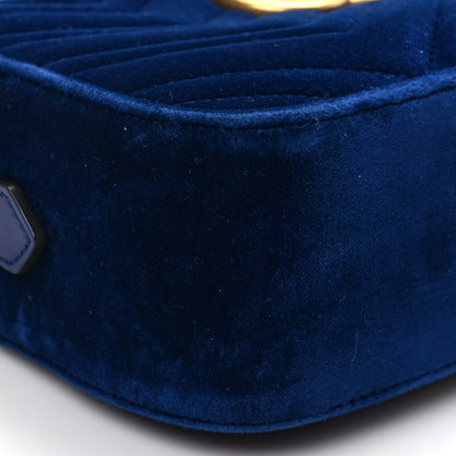 Gucci Velvet Matelasse Small GG Marmont Chain Shoulder Bag Cobalt 8 of 9