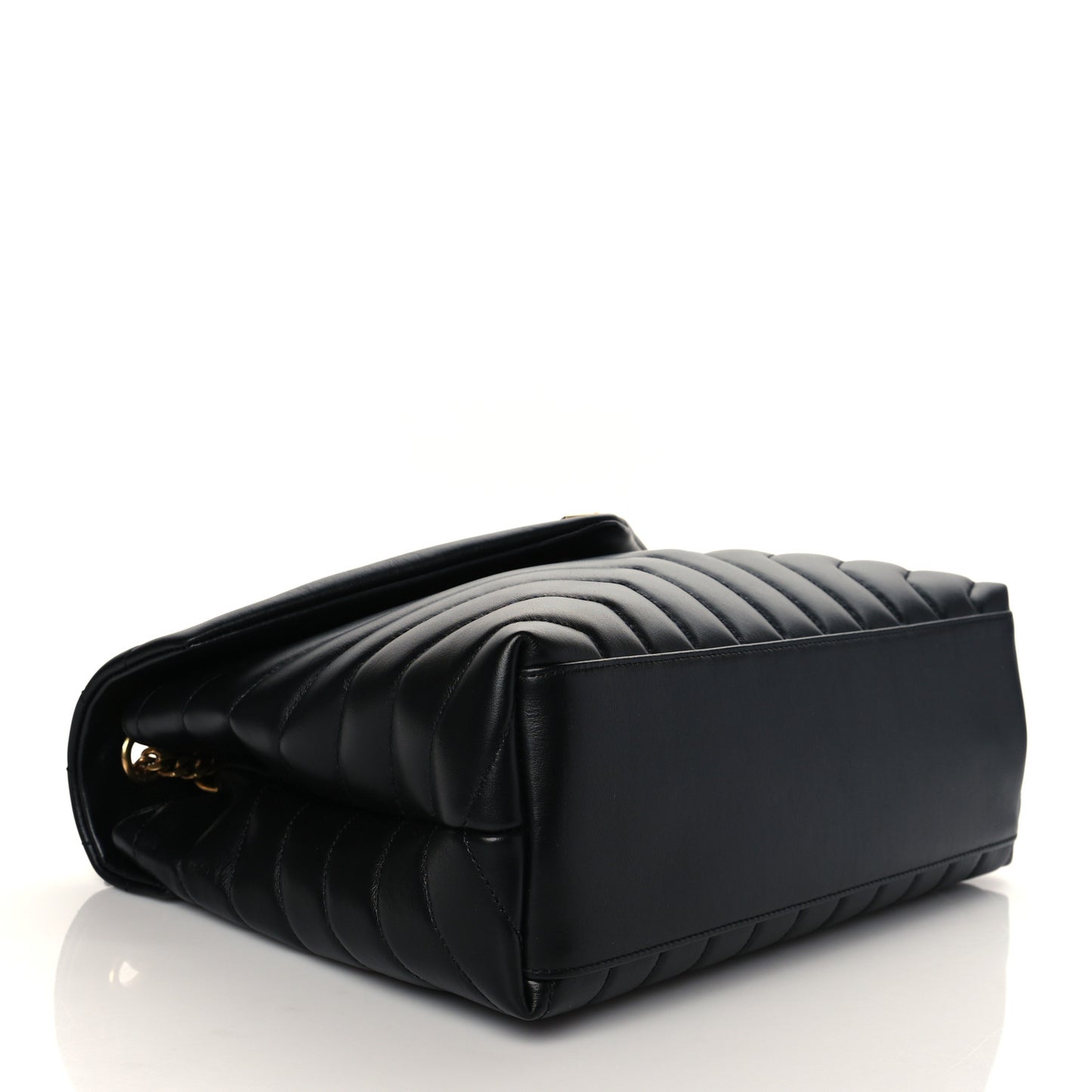 Calfskin Y Quilted Monogram Medium Loulou Chain Satchel Black
