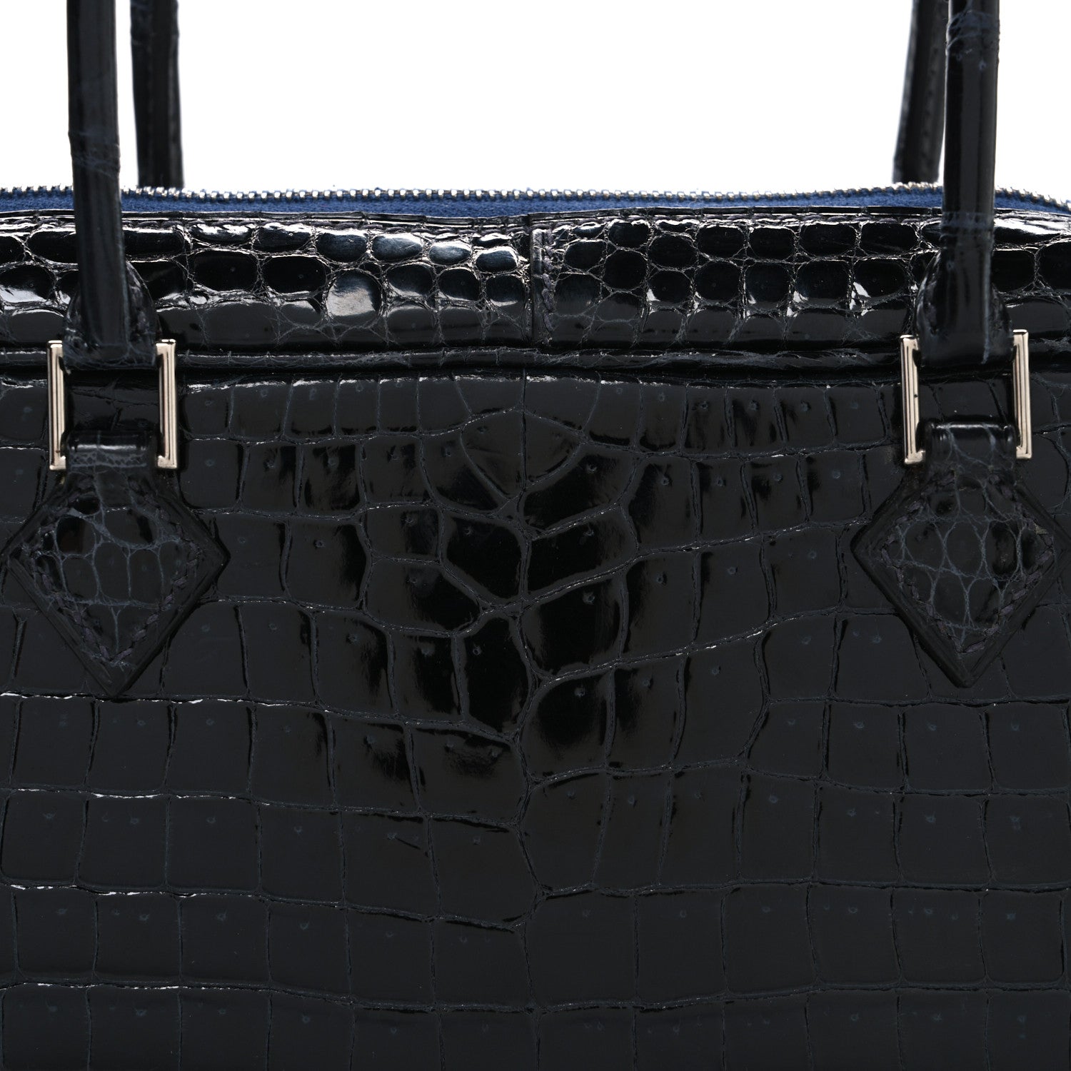 Hermes Shiny Porosus Crocodile Plume Elan 28 Bleu Marine 9 of 11