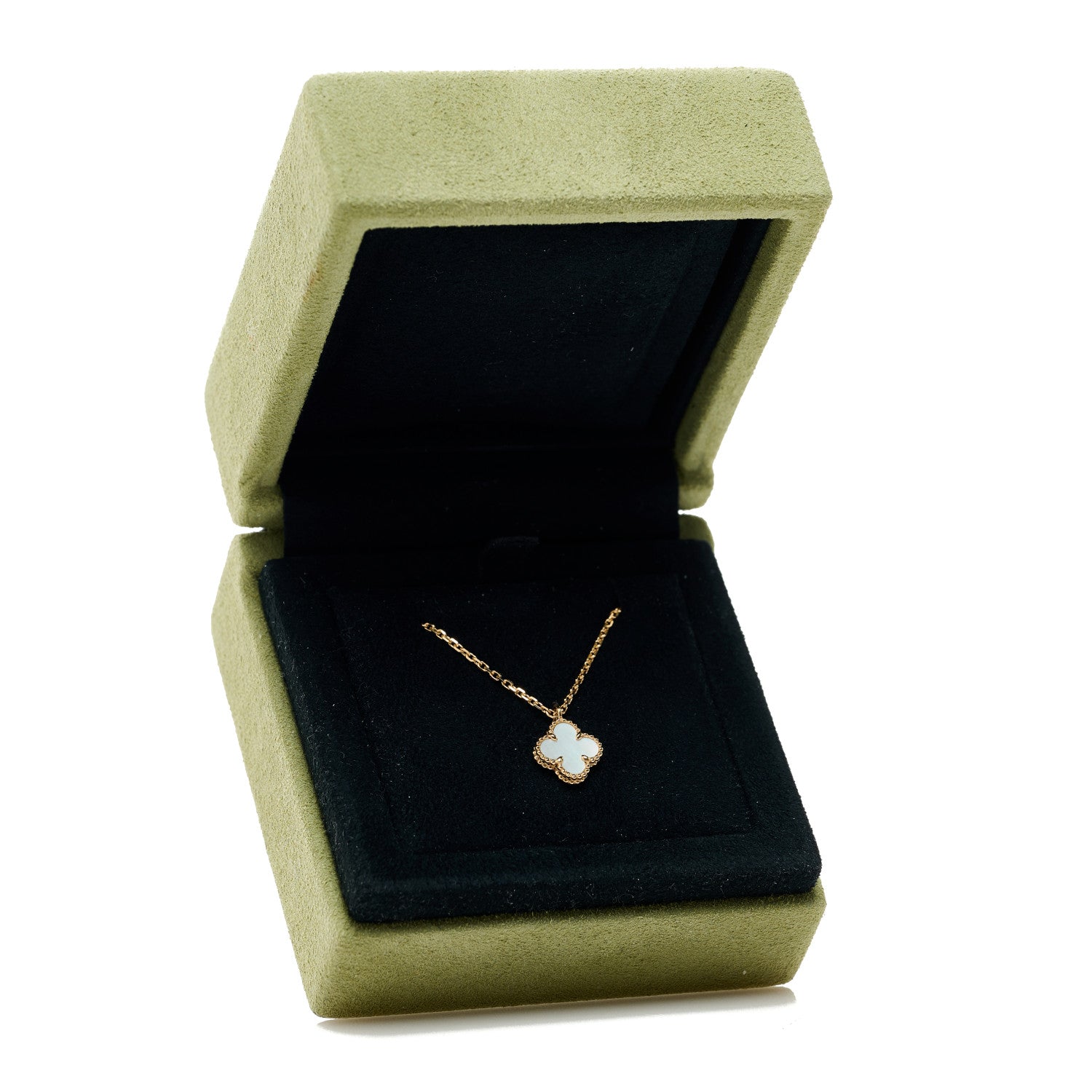 Van Cleef & Arpels 18K Yellow Gold Mother of Pearl Sweet Alhambra Pendant Necklace 6 of 6