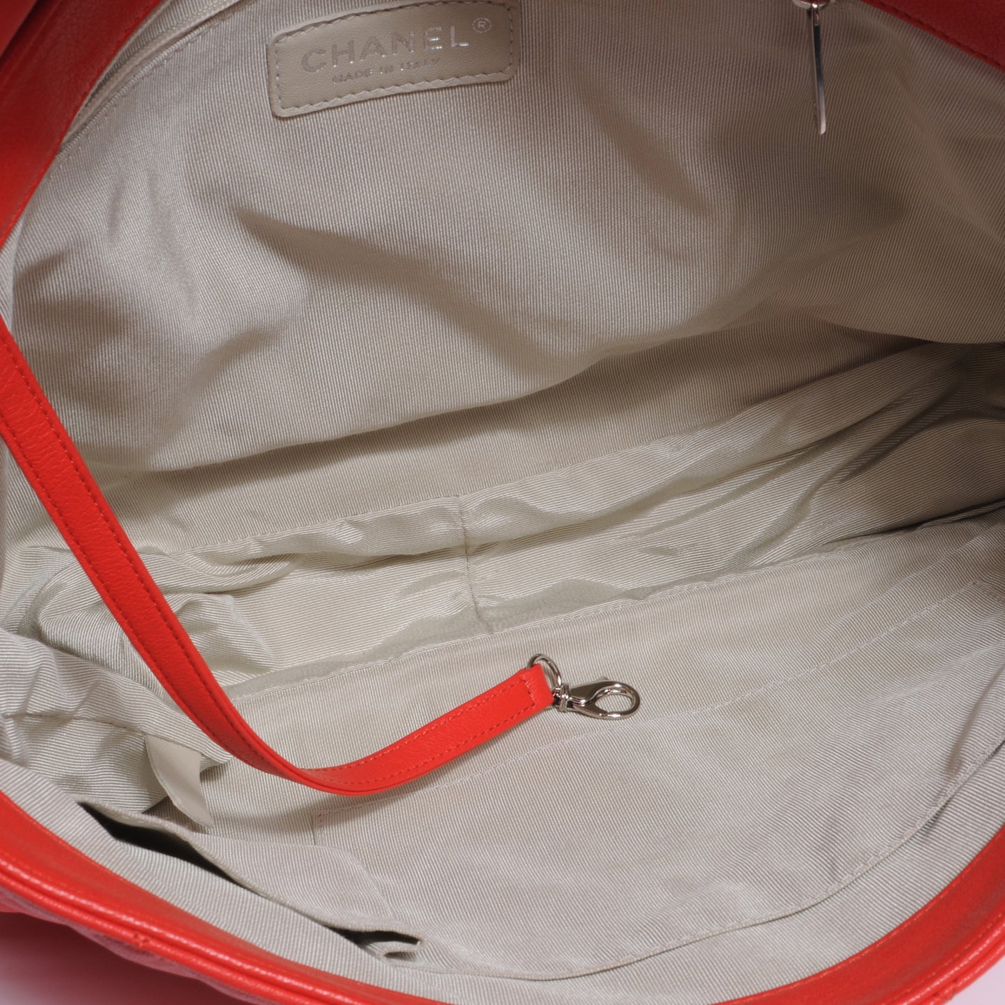 Washed Lambskin Chain Around Maxi Flap Bag Red