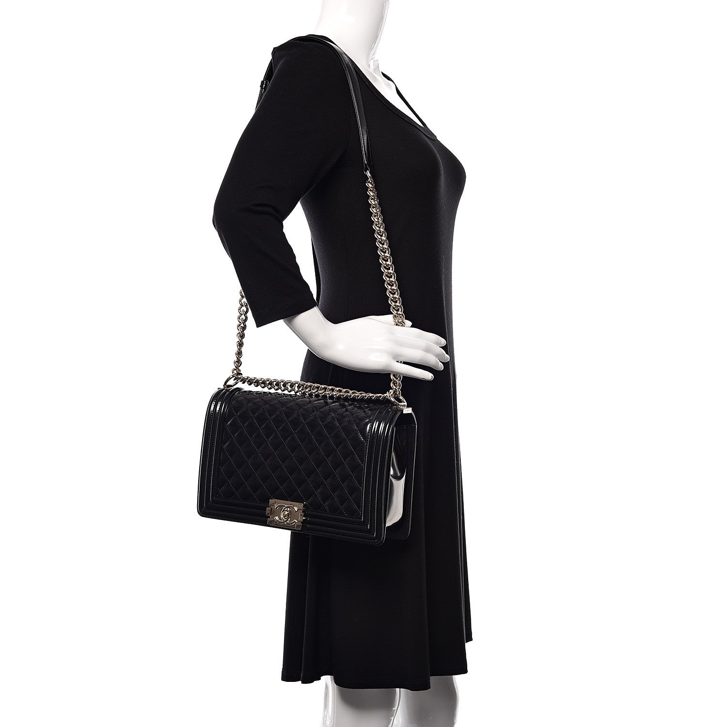 Chanel Patent Calfskin Quilted New Medium Boy Flap Black 2 of 11