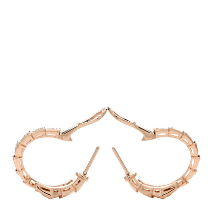 Bulgari 18K Rose Gold Diamond Serpenti Viper Hoop Pave Earrings 3 of 4