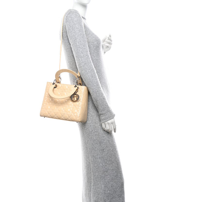 Christian Dior Patent Cannage Medium Lady Dior Beige 2 of 11