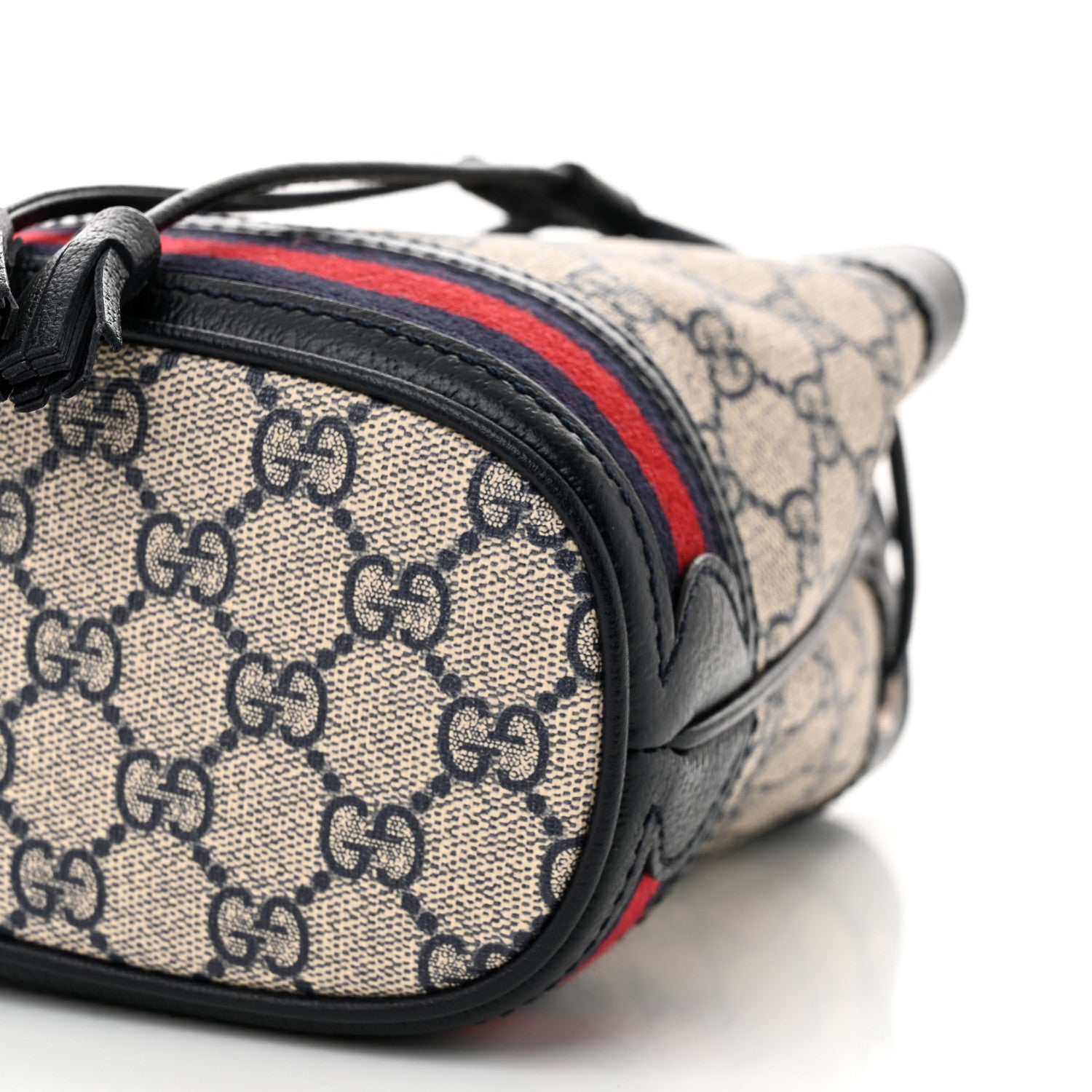 Gucci GG Supreme Monogram Web Mini Ophidia Bucket Bag Beige Blue 9 of 9
