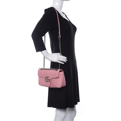 Gucci Calfskin Matelasse Small GG Marmont Shoulder Bag Wild Rose 2 of 10
