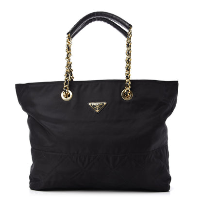 Prada Tessuto Nylon Impunture Chain Shopping Tote Black 1 of 10