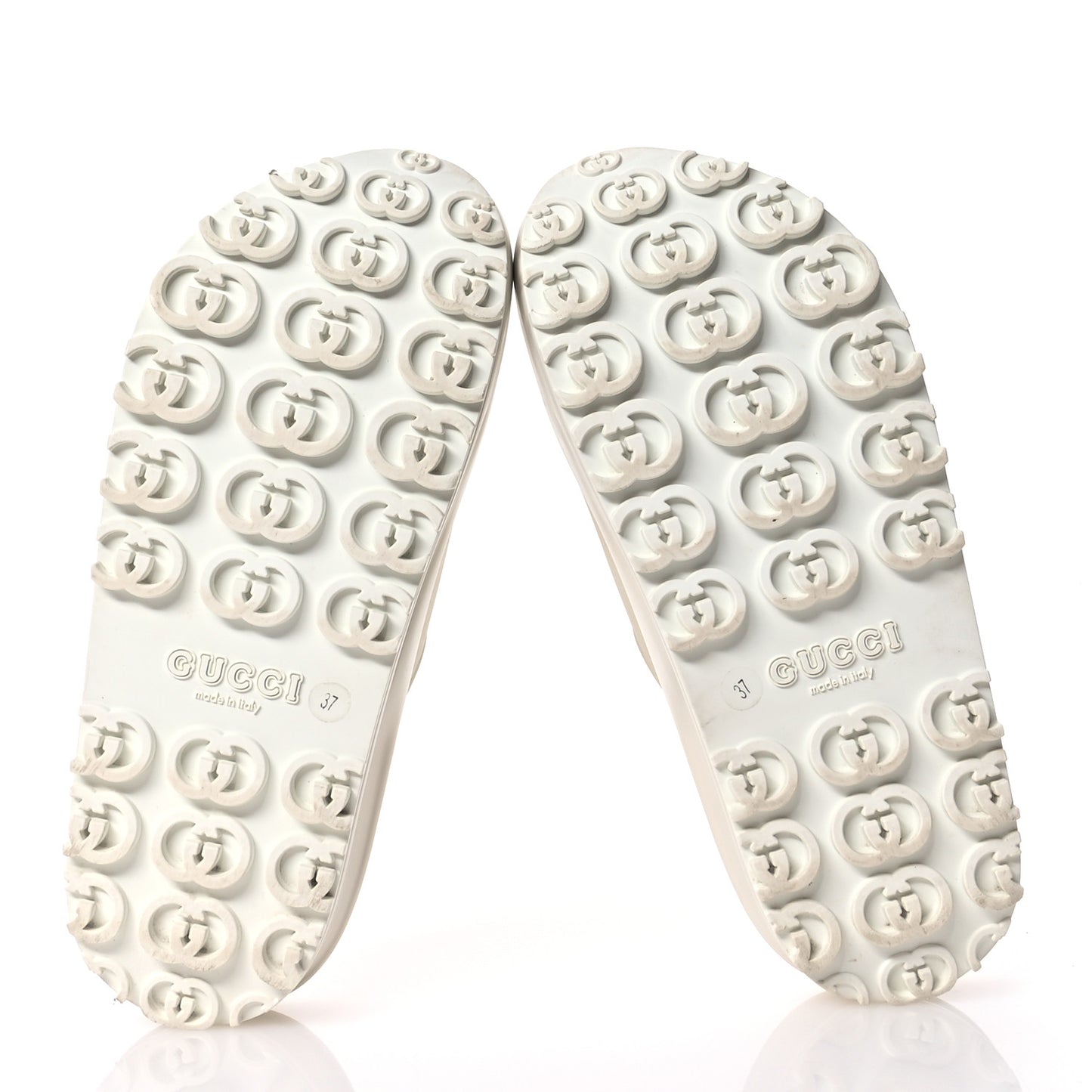 Soft Rubber Womens Interlocking G Platform 42mm Slide Sandals 37 Off White