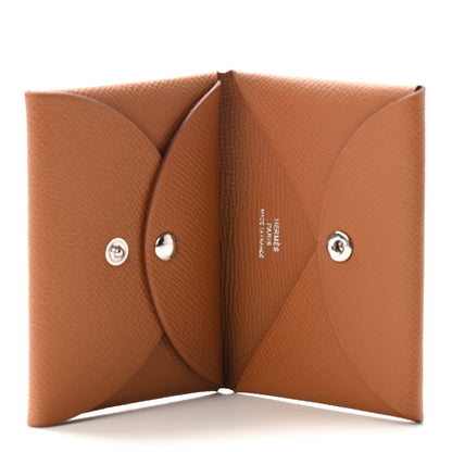 Hermes Epsom Calvi Duo Card Case Gold 5 of 7