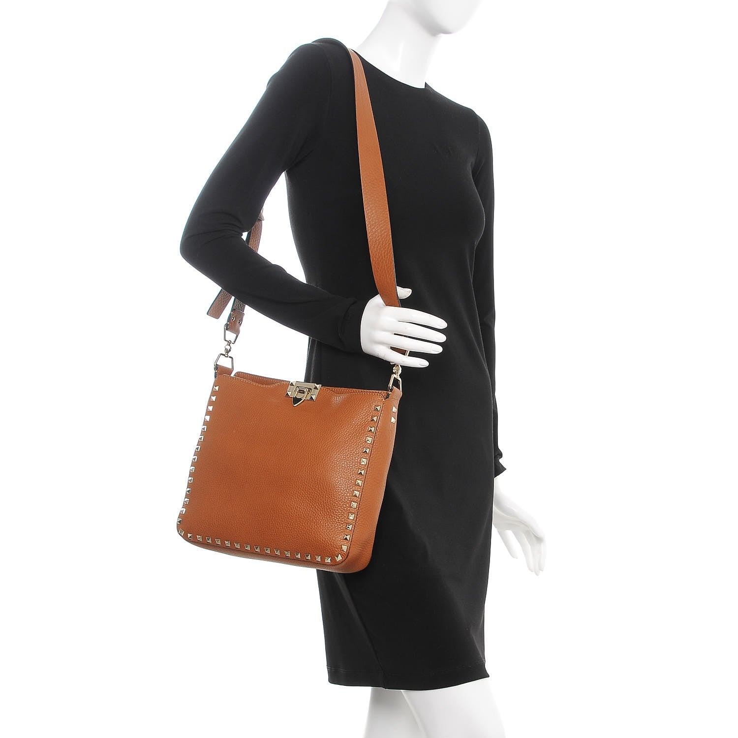 Valentino Garavani Pebbled Calfskin Small Rockstud Flip-Lock Messenger Bag Light Cuir 2 of 8