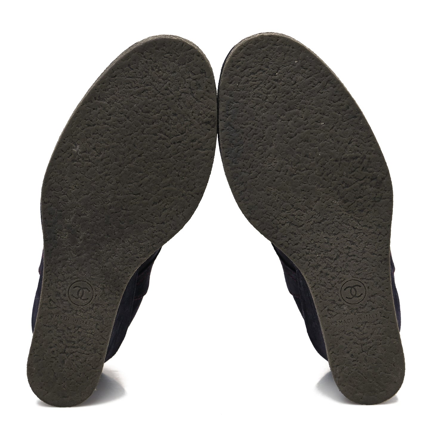 Suede Lace Up Wedge Booties 36 Dark Blue