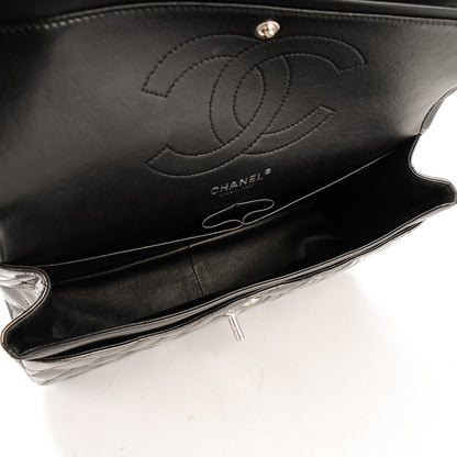 Chanel Striated Patent Quilted Jumbo Double Flap Black 5 of 8