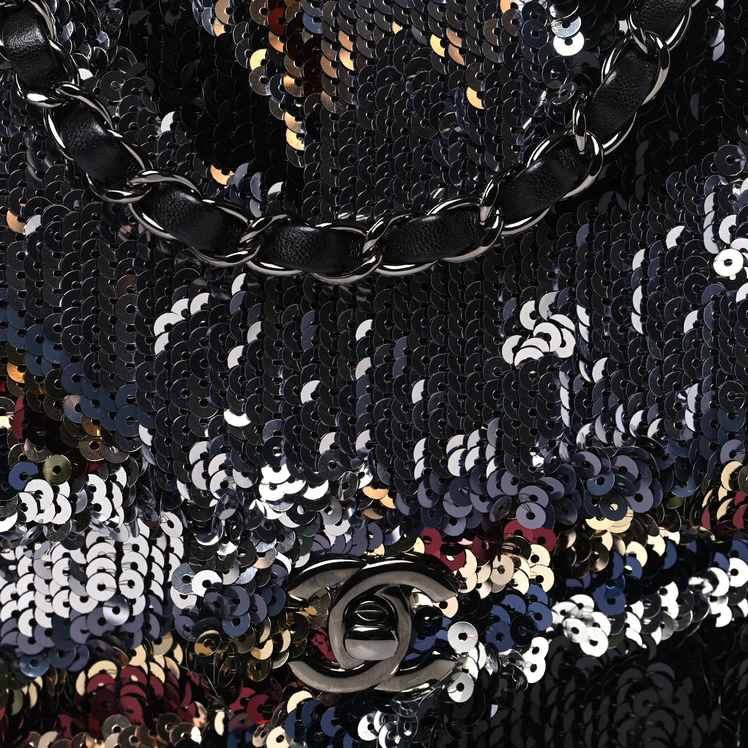 Chanel Sequin Medium Single Flap Silver Black Multicolor 8 of 10