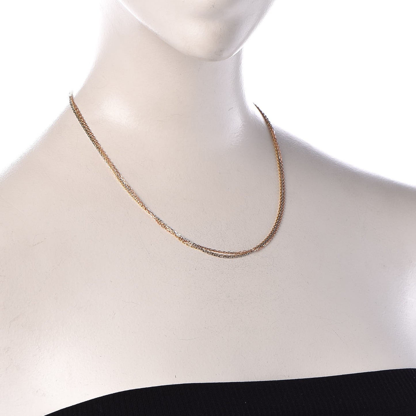 18K Pink Yellow White Gold Three Chain Necklace