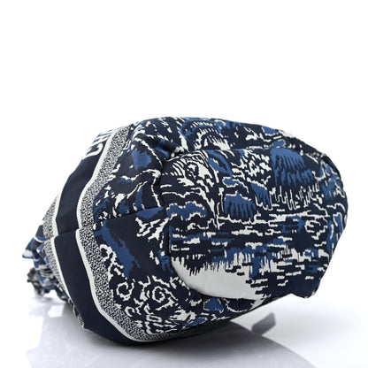 Christian Dior Embroidered Palm Tree Toile De Jouy Canvas Mini Bucket Bag Blue 3 of 4