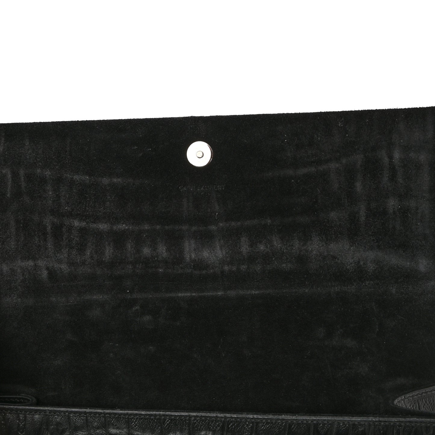 Calfskin Crocodile Embossed Classic Monogram Tassel Clutch Black