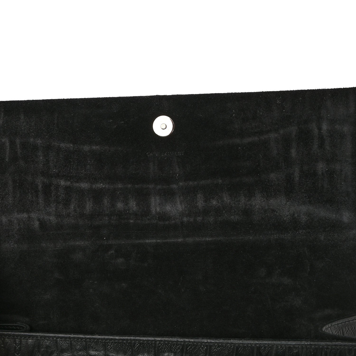 Saint Laurent Calfskin Crocodile Embossed Classic Monogram Tassel Clutch Black 8 of 10