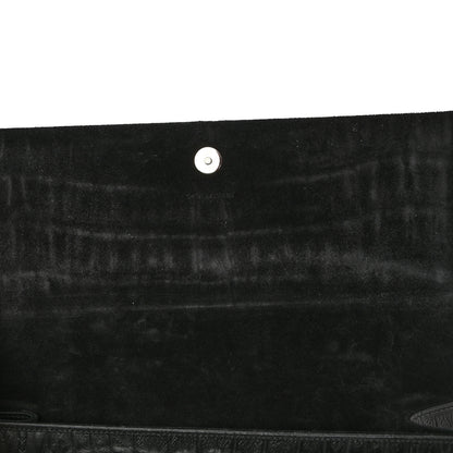 Saint Laurent Calfskin Crocodile Embossed Classic Monogram Tassel Clutch Black 8 of 10