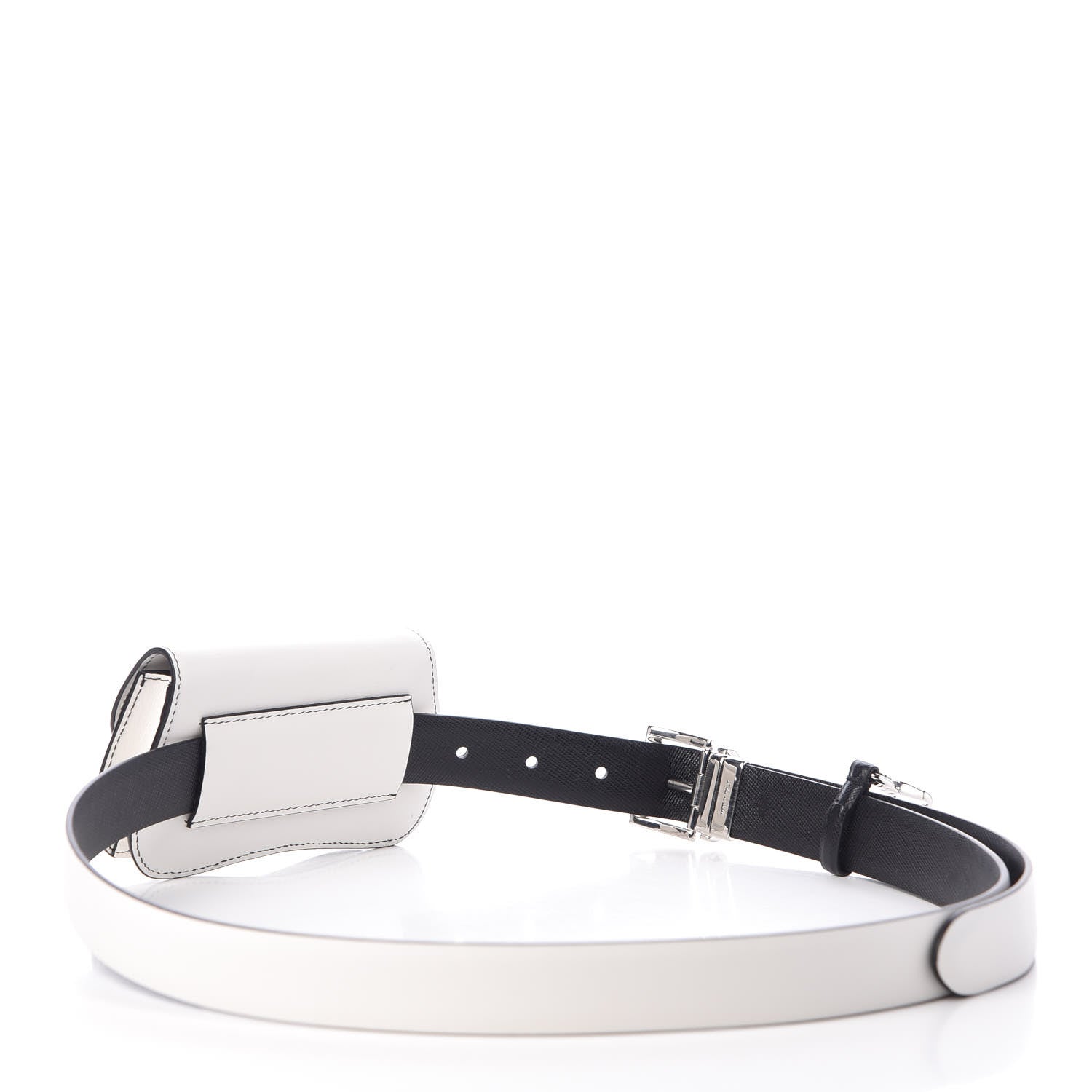 Prada City Calfskin Micro Sidonie Belt Bag 85 34 White Black 3 of 6