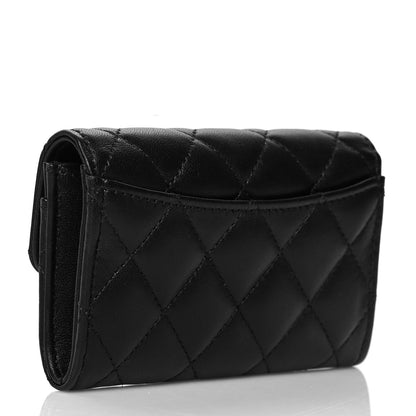 Chanel Lambskin Quilted Flap Card Holder Wallet Black 3 of 10