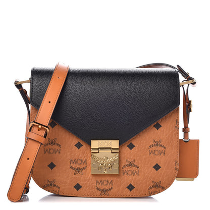 MCM Visetos Calfskin Small Patricia Crossbody Bag Cognac Black 1 of 8