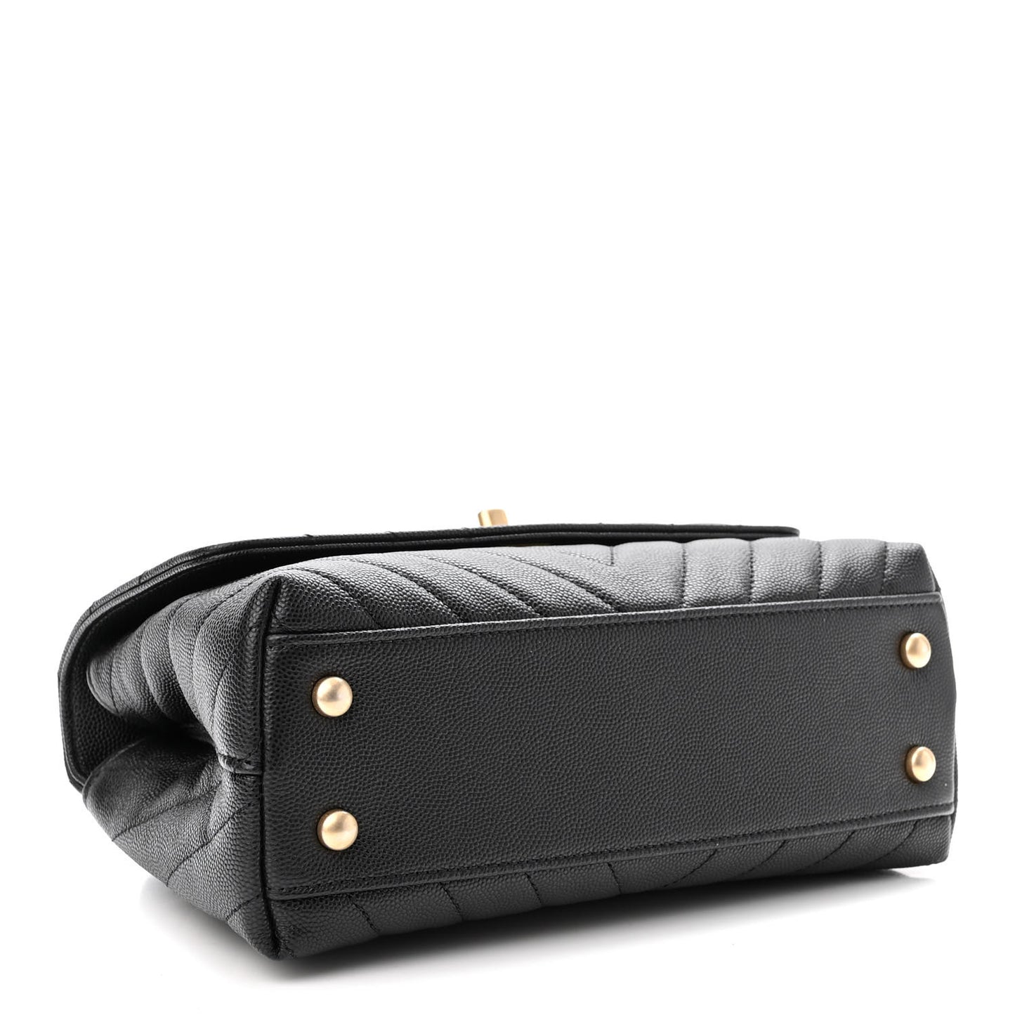 Caviar Chevron Quilted Mini Coco Handle Flap Black