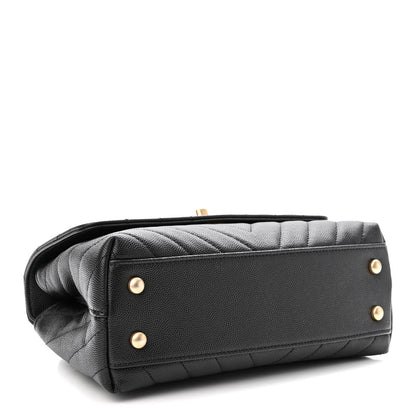 Chanel Caviar Chevron Quilted Mini Coco Handle Flap Black 4 of 10