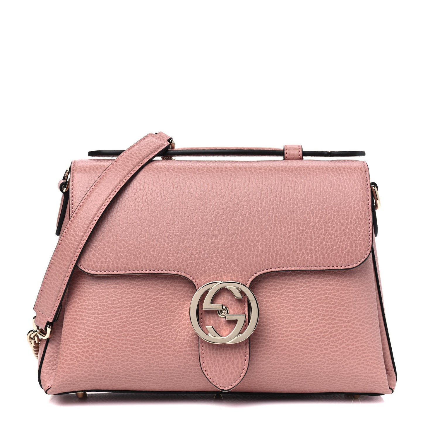 Dollar Calfskin Interlocking G Top Handle Shoulder Bag Soft Pink