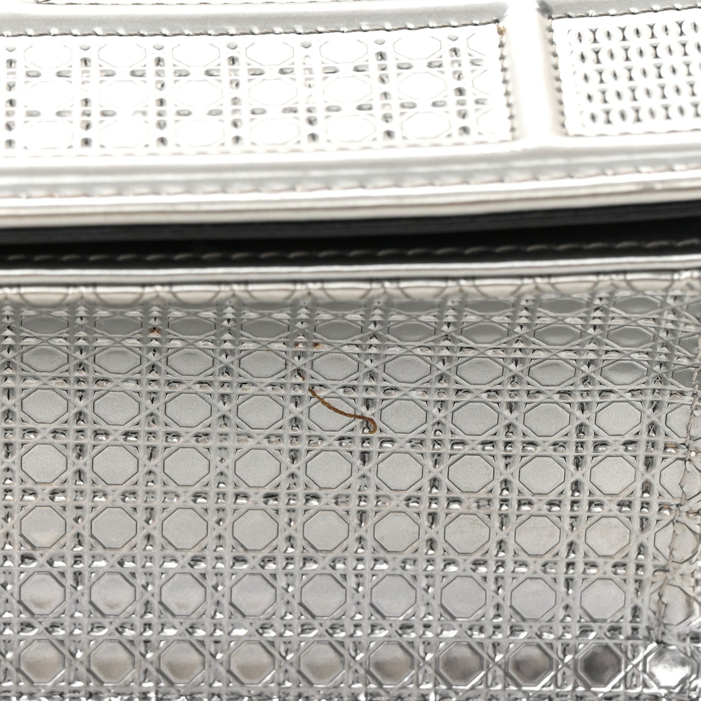 Metallic Patent Micro-Cannage Small Diorama Flap Bag Silver