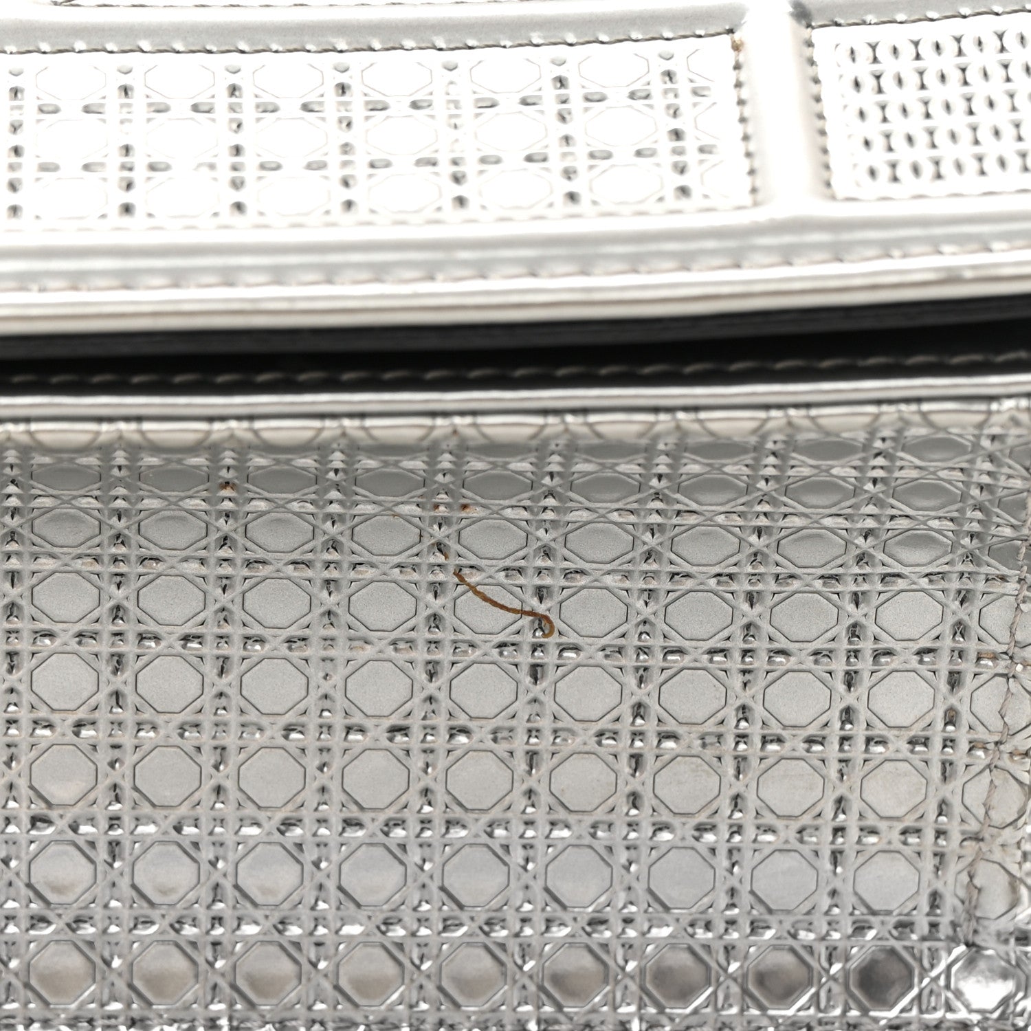 Christian Dior Metallic Patent Micro-Cannage Small Diorama Flap Bag Silver 18 of 21