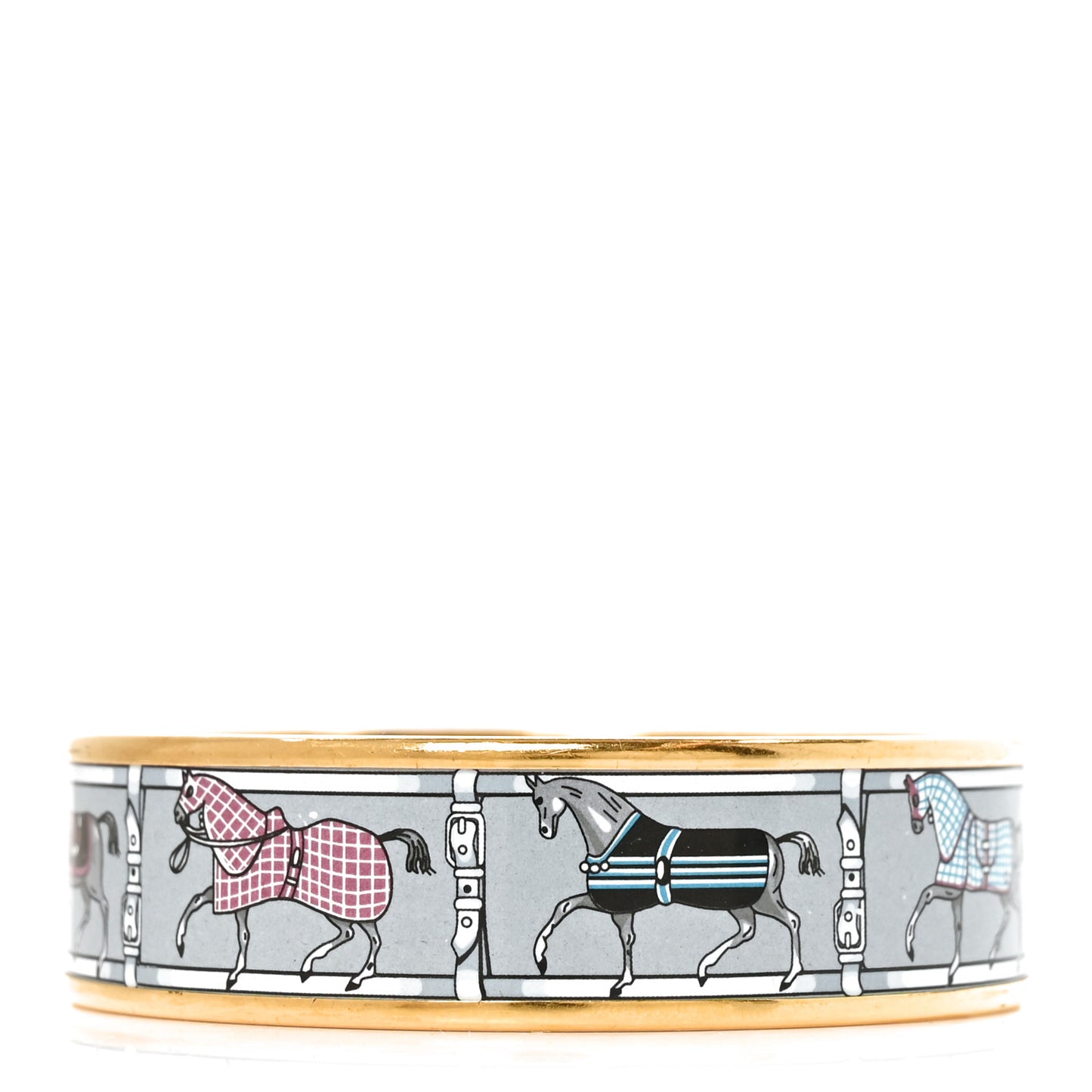 Enamel Printed Wide Horse Riding Motif Bracelet