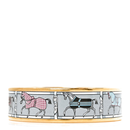 Hermes Enamel Printed Wide Horse Riding Motif Bracelet 1 of 6
