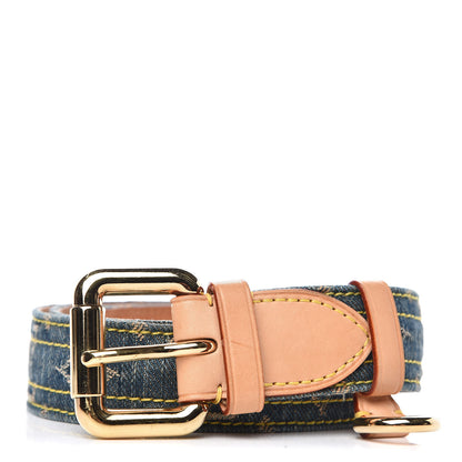 Louis Vuitton Monogram Denim Belt 80 32 Blue 1 of 8