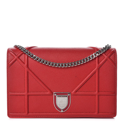 Christian Dior Grained Calfskin Diorama Wallet on Chain Pouch Rouge Vif 1 of 13