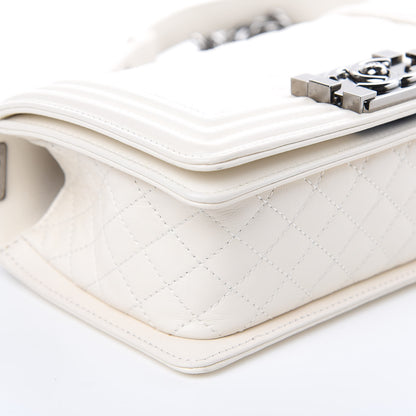 Chanel Lambskin Quilted Chevron Small Boy Flap White 8 of 9
