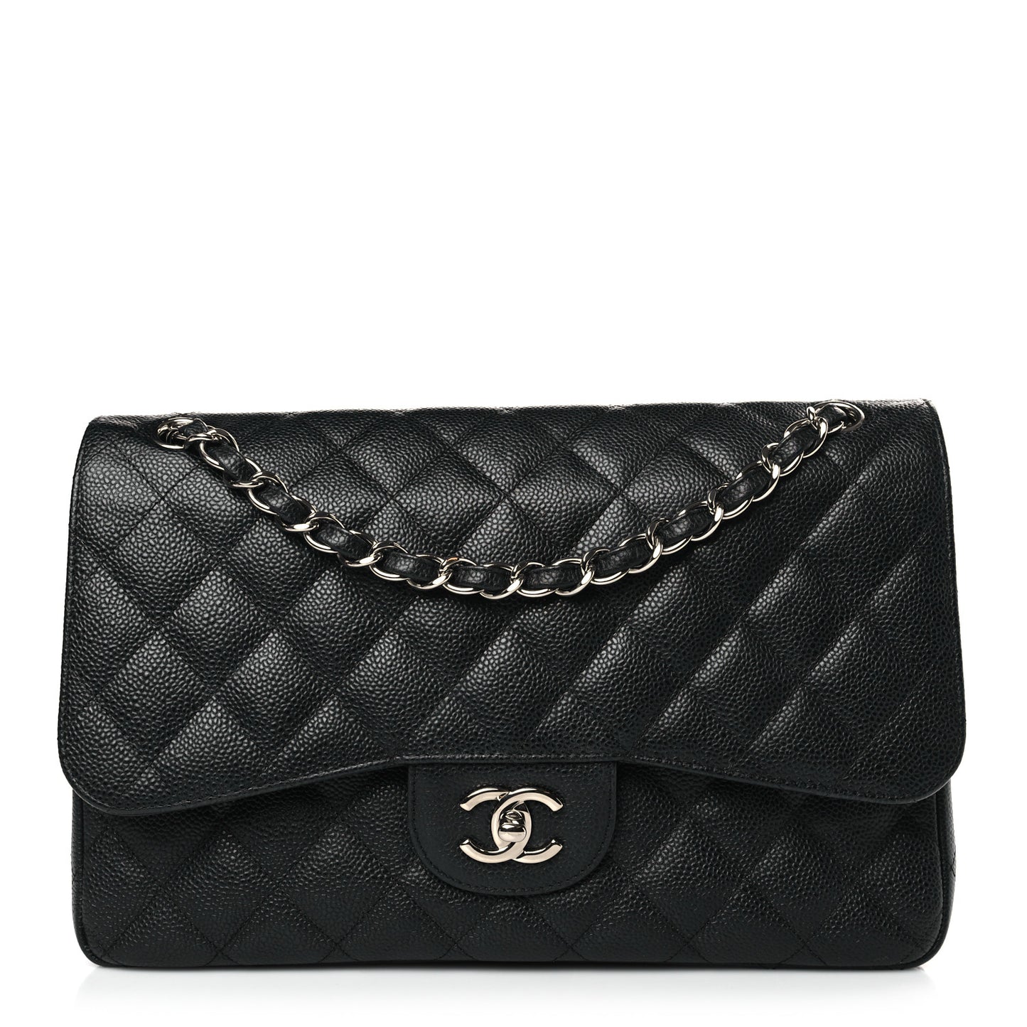 Caviar Quilted Jumbo Double Flap Black