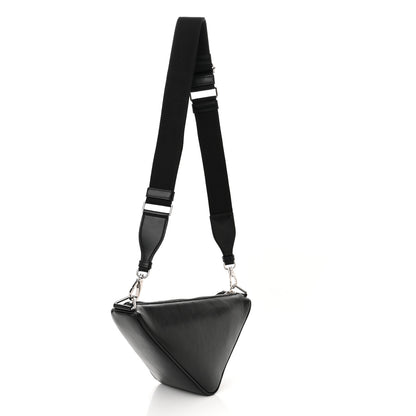 Prada Softy Calfskin Triangle Shoulder Bag Black 3 of 9