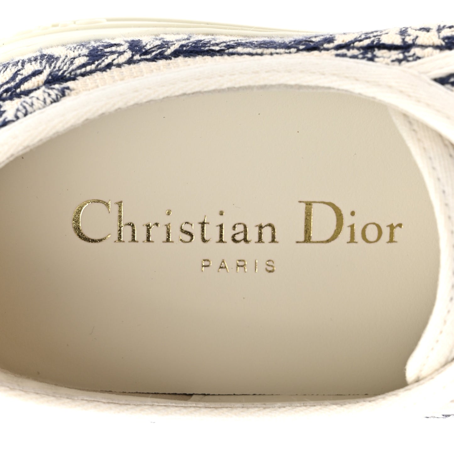 Canvas Toile De Jouy Embroidered Womens Walk Dior Low Top Sneakers 38.5 White Navy