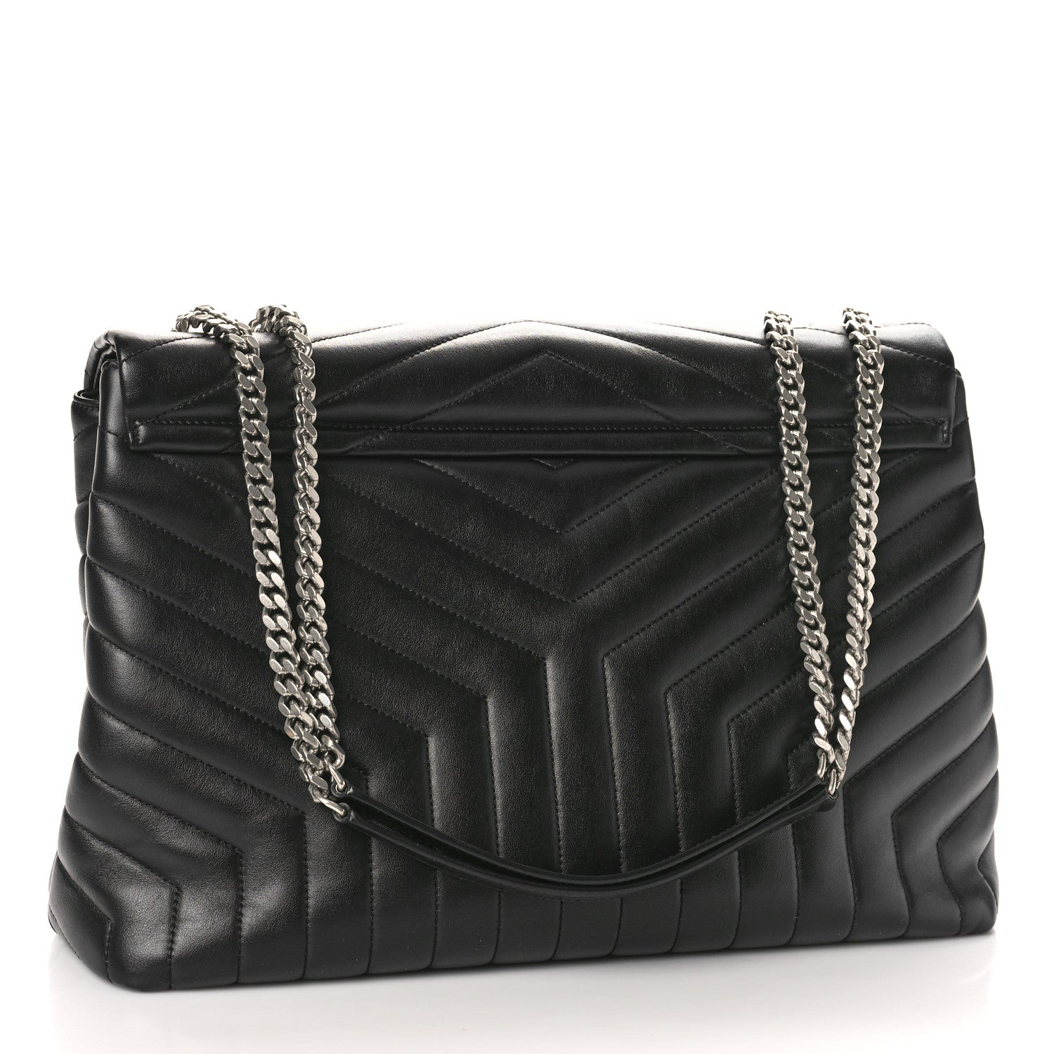 Saint Laurent Calfskin Y Quilted Monogram Large Loulou Chain Satchel Black 3 of 11